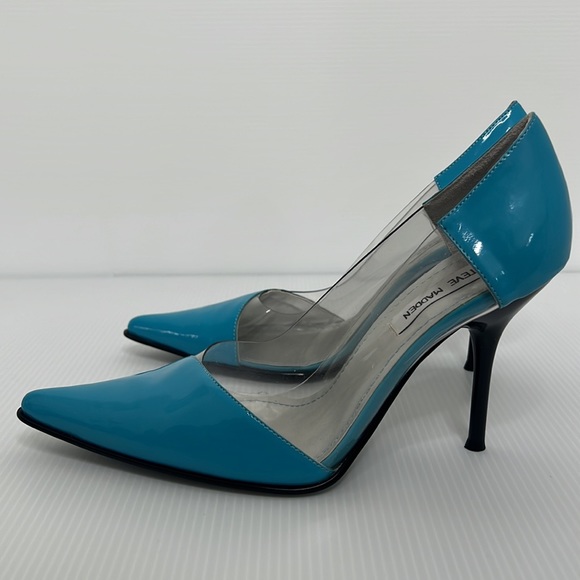 Steve Madden “Striking” Pointed Turquoise & Clear Heels Size 8 - Picture 5 of 9